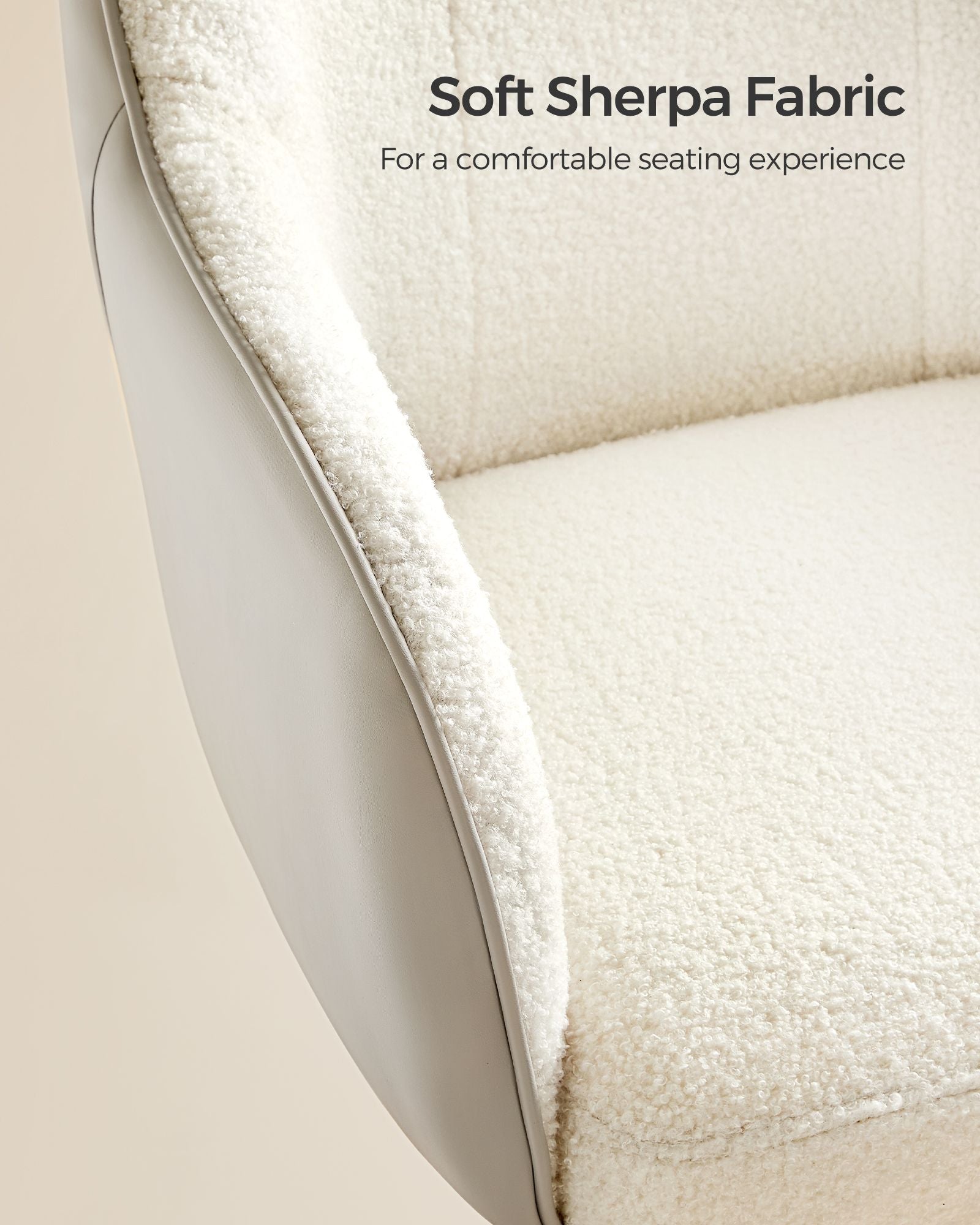 Swivel Desk Chair – Linenette Fabric – Cappuccino Beige – Ergonomic and Height Adjustable