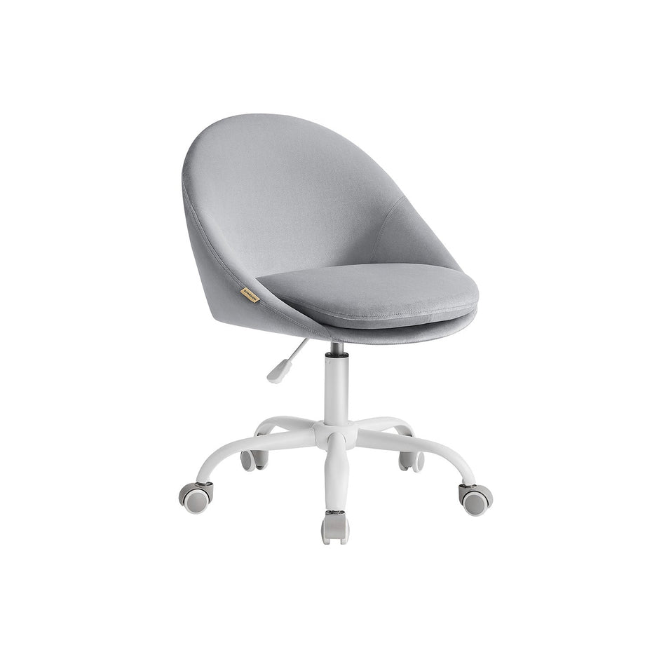Swivel Chair – Velvet – Dove Grey – Foam Padding, Adjustable Height
