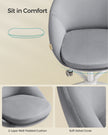 Swivel Chair – Velvet – Dove Grey – Foam Padding, Adjustable Height