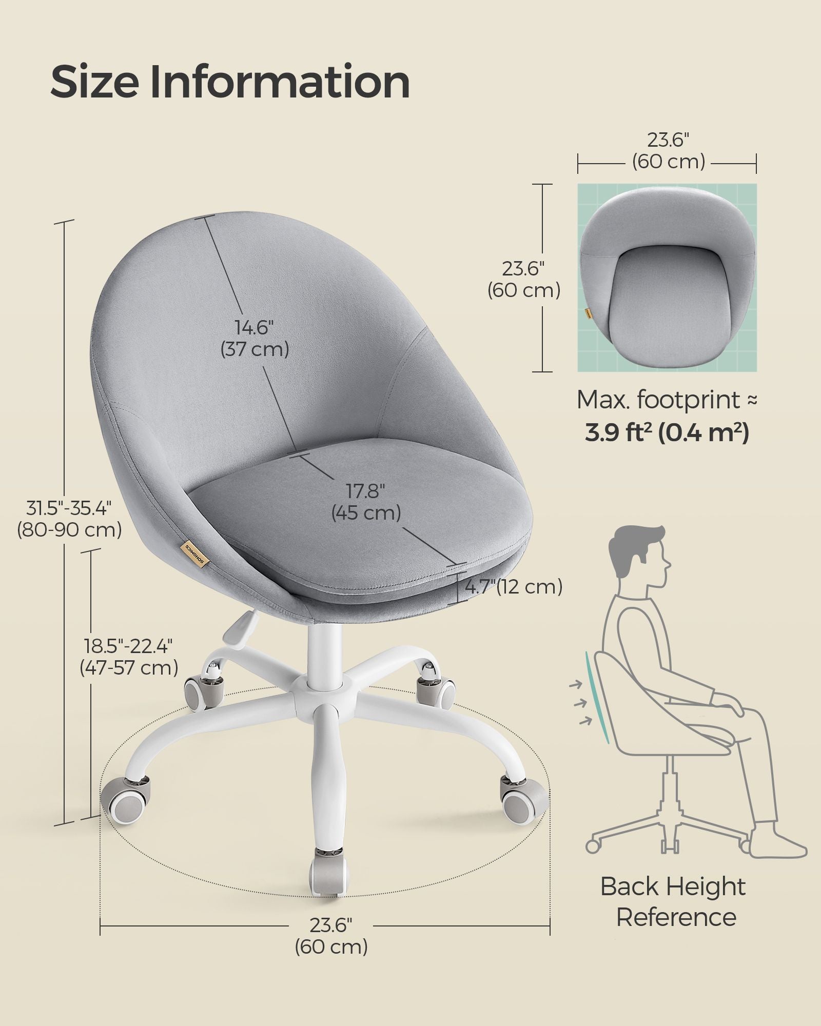 Swivel Chair – Velvet – Dove Grey – Foam Padding, Adjustable Height