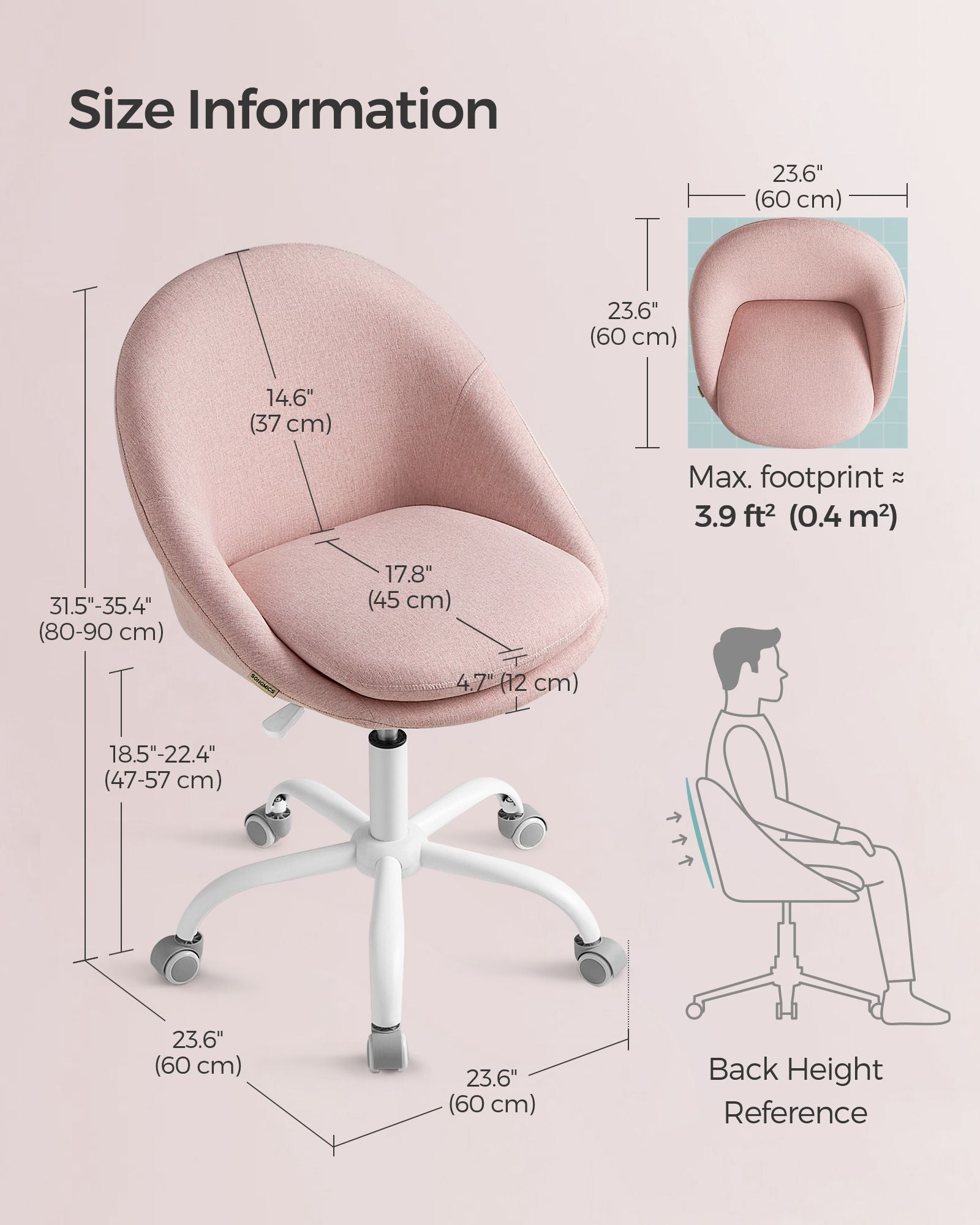 Swivel Office Chair – Foam Padding – Adjustable Height – Ideal for Home Office and Study