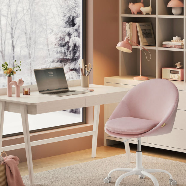 Swivel Chair – Velvet – Jelly Pink – Foam Padding, Adjustable Height