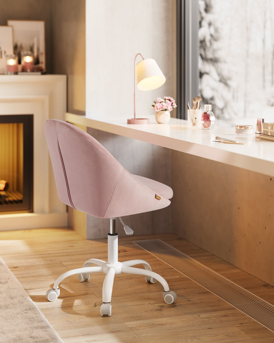 Swivel Chair – Velvet – Jelly Pink – Foam Padding, Adjustable Height