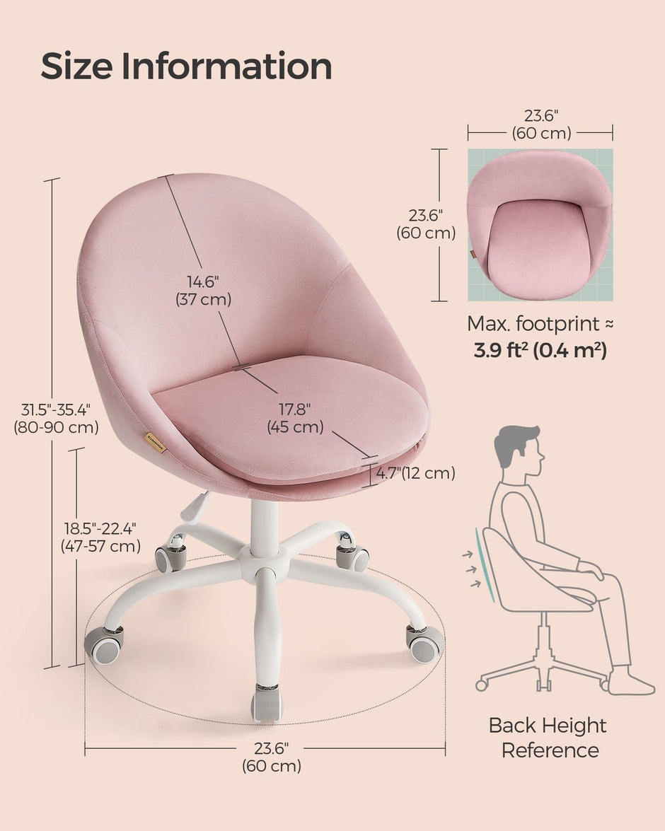 Swivel Chair – Velvet – Jelly Pink – Foam Padding, Adjustable Height