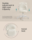 Swivel Office Chair – Teddy Fleece – Cream White – Height Adjustable with Soft Padding