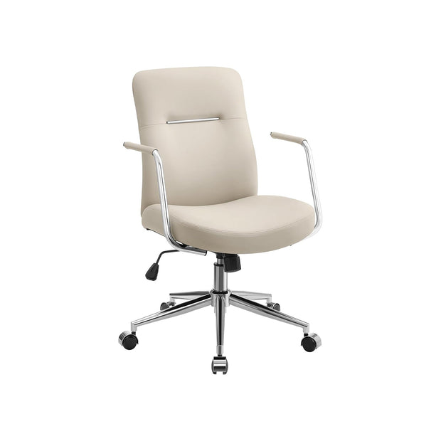 Swivel Office Chair – Synthetic Leather – Cappuccino Beige – Ergonomic Curved Backrest