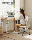 Swivel Office Chair – Synthetic Leather – Cappuccino Beige – Ergonomic Curved Backrest