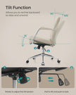 Swivel Office Chair – Synthetic Leather – Cappuccino Beige – Ergonomic Curved Backrest