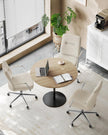 Swivel Office Chair – Synthetic Leather – Cappuccino Beige – Ergonomic Curved Backrest