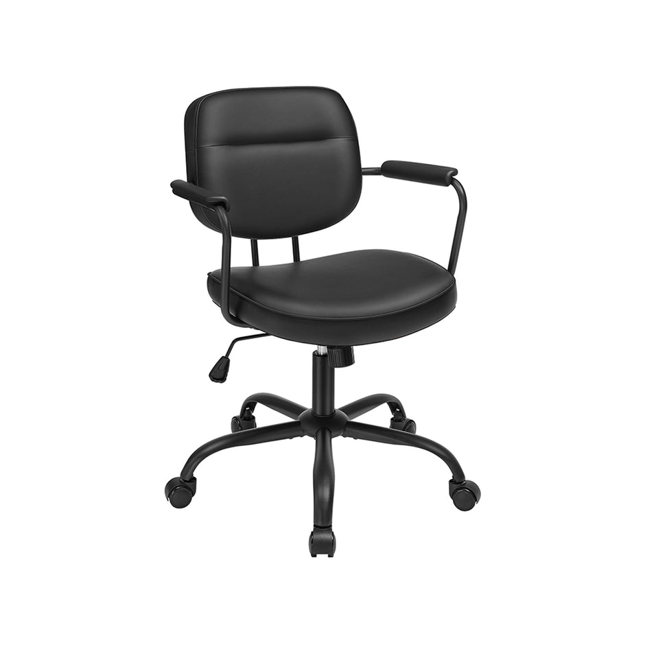 Ergonomic Desk Chair – Synthetic Leather – Ink Black – Adjustable Height with Tilt Function