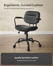 Ergonomic Desk Chair – Synthetic Leather – Ink Black – Adjustable Height with Tilt Function