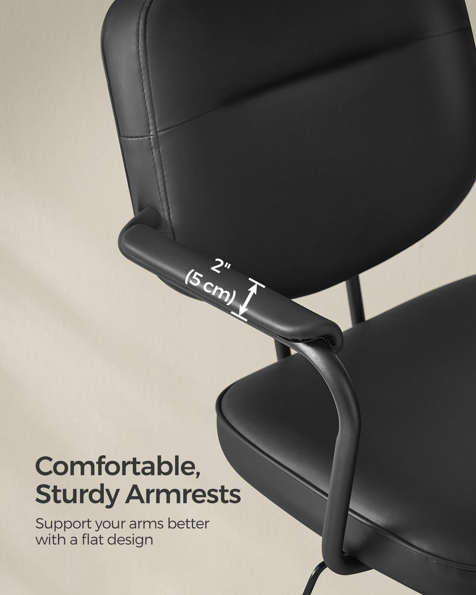 Ergonomic Desk Chair – Synthetic Leather – Ink Black – Adjustable Height with Tilt Function