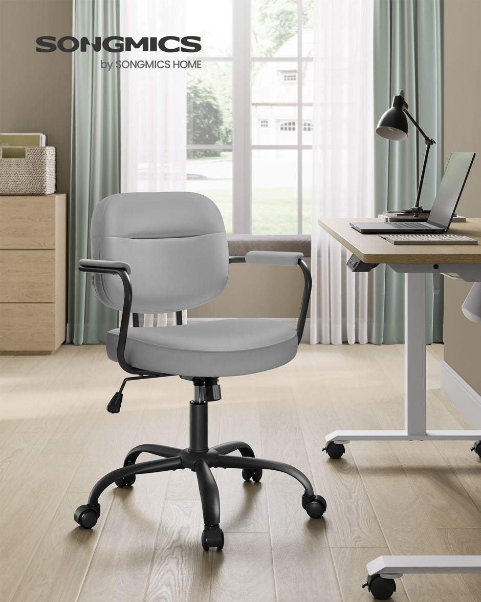 Ergonomic Desk Chair – Synthetic Leather – Dove Grey – Adjustable Height with Tilt Function