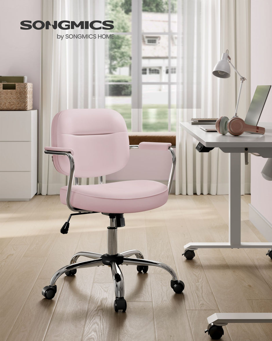 Swivel Desk Chair – Synthetic Leather – Ink Black – Ergonomic Design with Tilt Function and Adjustable Height