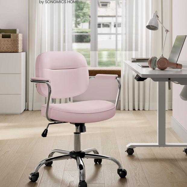 Swivel Desk Chair – Synthetic Leather – Ink Black – Ergonomic Design with Tilt Function and Adjustable Height