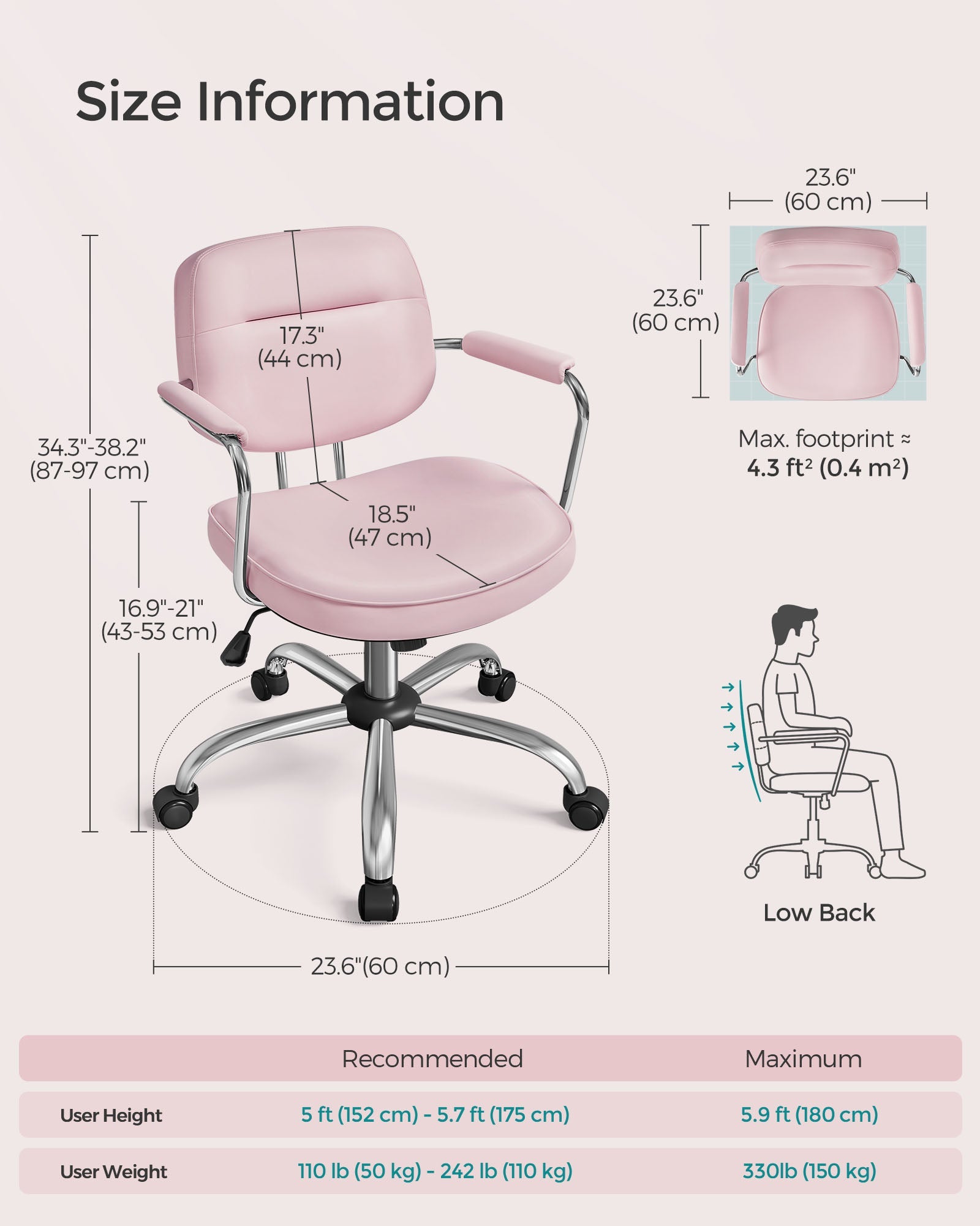 Swivel Desk Chair – Synthetic Leather – Ink Black – Ergonomic Design with Tilt Function and Adjustable Height