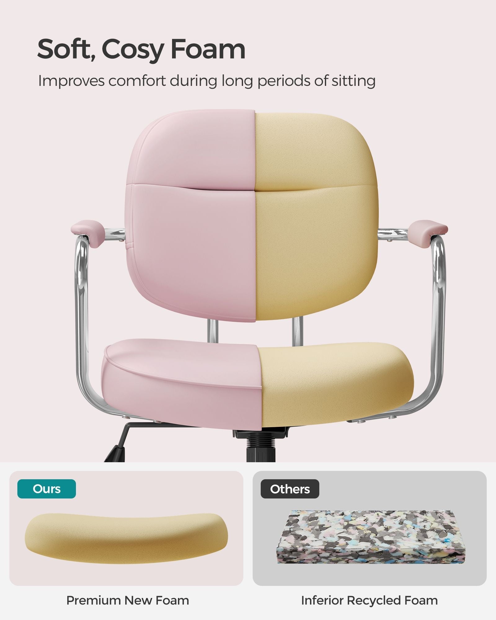 Swivel Desk Chair – Synthetic Leather – Ink Black – Ergonomic Design with Tilt Function and Adjustable Height