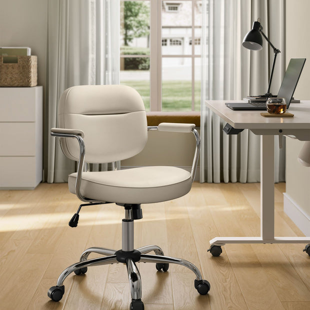 Swivel Office Chair – Synthetic Leather – Cappuccino Beige – Ergonomic Design with Tilt Function
