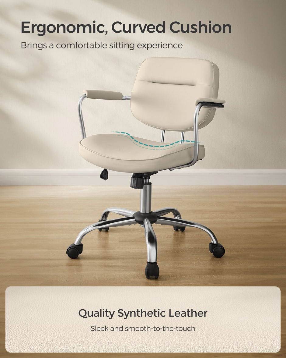 Swivel Office Chair – Synthetic Leather – Cappuccino Beige – Ergonomic Design with Tilt Function