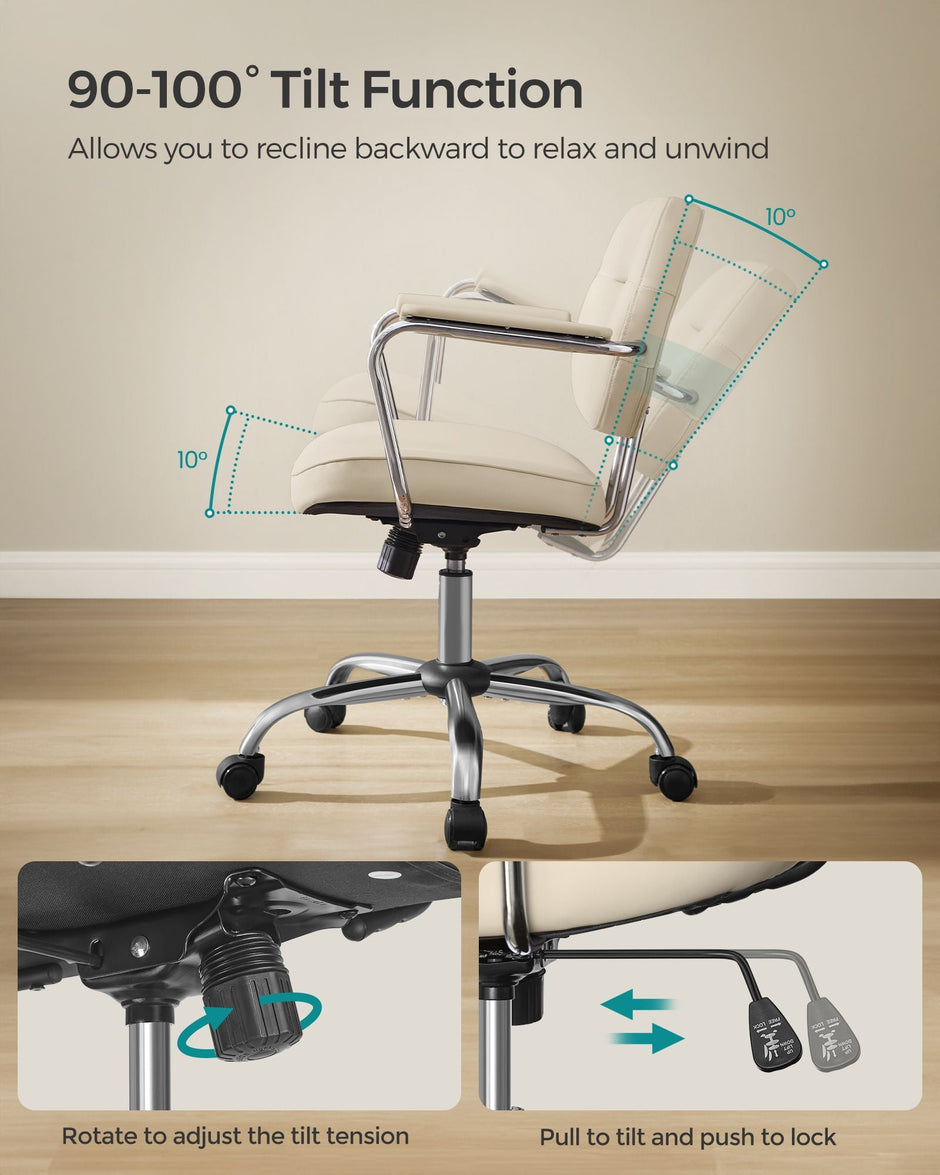 Swivel Office Chair – Synthetic Leather – Cappuccino Beige – Ergonomic Design with Tilt Function