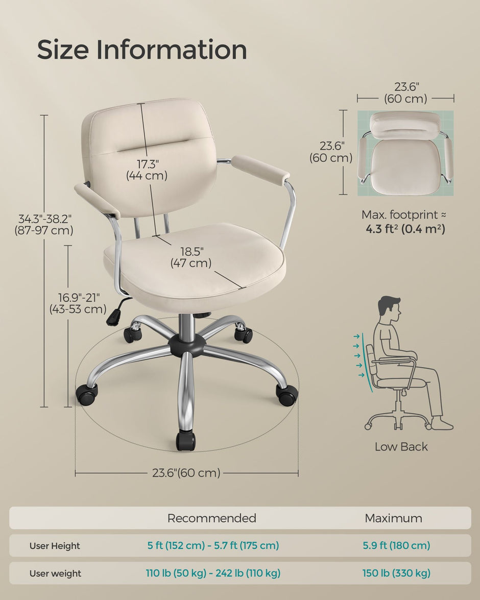 Swivel Office Chair – Synthetic Leather – Cappuccino Beige – Ergonomic Design with Tilt Function