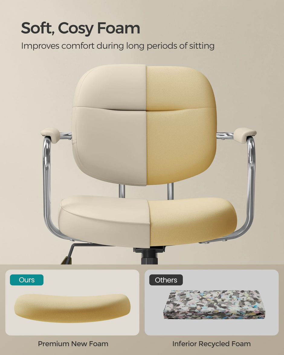 Swivel Office Chair – Synthetic Leather – Cappuccino Beige – Ergonomic Design with Tilt Function