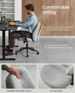 Office Chair – Cotton-Linen Fabric – Dove Grey – Adjustable Armrests and Height, Wide Soft Seat, Swivel Design