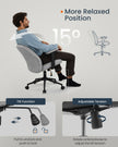 Office Chair – Cotton-Linen Fabric – Dove Grey – Adjustable Armrests and Height, Wide Soft Seat, Swivel Design