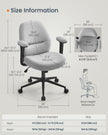 Office Chair – Cotton-Linen Fabric – Dove Grey – Adjustable Armrests and Height, Wide Soft Seat, Swivel Design