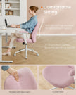 Cross Legged Office Chair – Cotton-Linen Fabric – Jelly Pink – Adjustable Armrests and Height, Swivel Design
