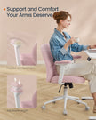 Cross Legged Office Chair – Cotton-Linen Fabric – Jelly Pink – Adjustable Armrests and Height, Swivel Design