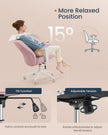 Cross Legged Office Chair – Cotton-Linen Fabric – Jelly Pink – Adjustable Armrests and Height, Swivel Design