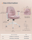 Cross Legged Office Chair – Cotton-Linen Fabric – Jelly Pink – Adjustable Armrests and Height, Swivel Design