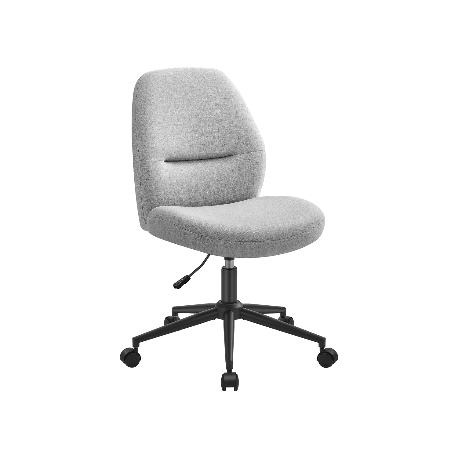 Armless Office Chair – Cotton-Linen – Dove Grey – Adjustable Height, Swivel, High Backrest