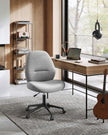 Armless Office Chair – Cotton-Linen – Dove Grey – Adjustable Height, Swivel, High Backrest