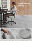 Armless Office Chair – Cotton-Linen – Dove Grey – Adjustable Height, Swivel, High Backrest