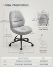 Armless Office Chair – Cotton-Linen – Dove Grey – Adjustable Height, Swivel, High Backrest