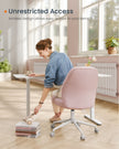 Armless Swivel Office Chair – Cotton-Linen – Jelly Pink – Adjustable Height with Wheels