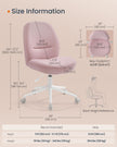 Armless Swivel Office Chair – Cotton-Linen – Jelly Pink – Adjustable Height with Wheels