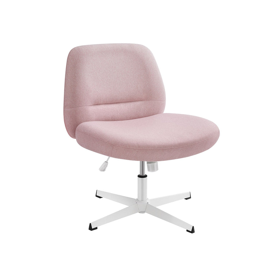 Armless Office Chair – Cotton-Linen Fabric – Jelly Pink – Adjustable Height, Swivel Design