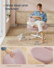 Armless Office Chair – Cotton-Linen Fabric – Jelly Pink – Adjustable Height, Swivel Design