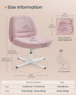 Armless Office Chair – Cotton-Linen Fabric – Jelly Pink – Adjustable Height, Swivel Design