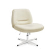 Armless Desk Chair – Cotton-Linen Fabric – Cream White – Adjustable Height, Swivel Base with Wheels