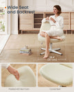 Armless Desk Chair – Cotton-Linen Fabric – Cream White – Adjustable Height, Swivel Base with Wheels