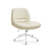 Armless Office Chair – Cotton-Linen Fabric – Cream White – Adjustable Height, Swivel Base