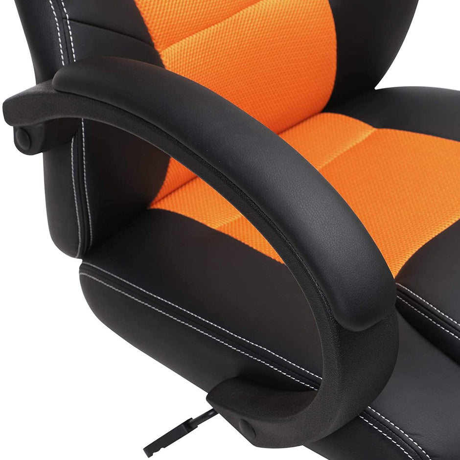 Swivel Computer Chair – PU – Blue – Racing Sport Design with Tilt Function