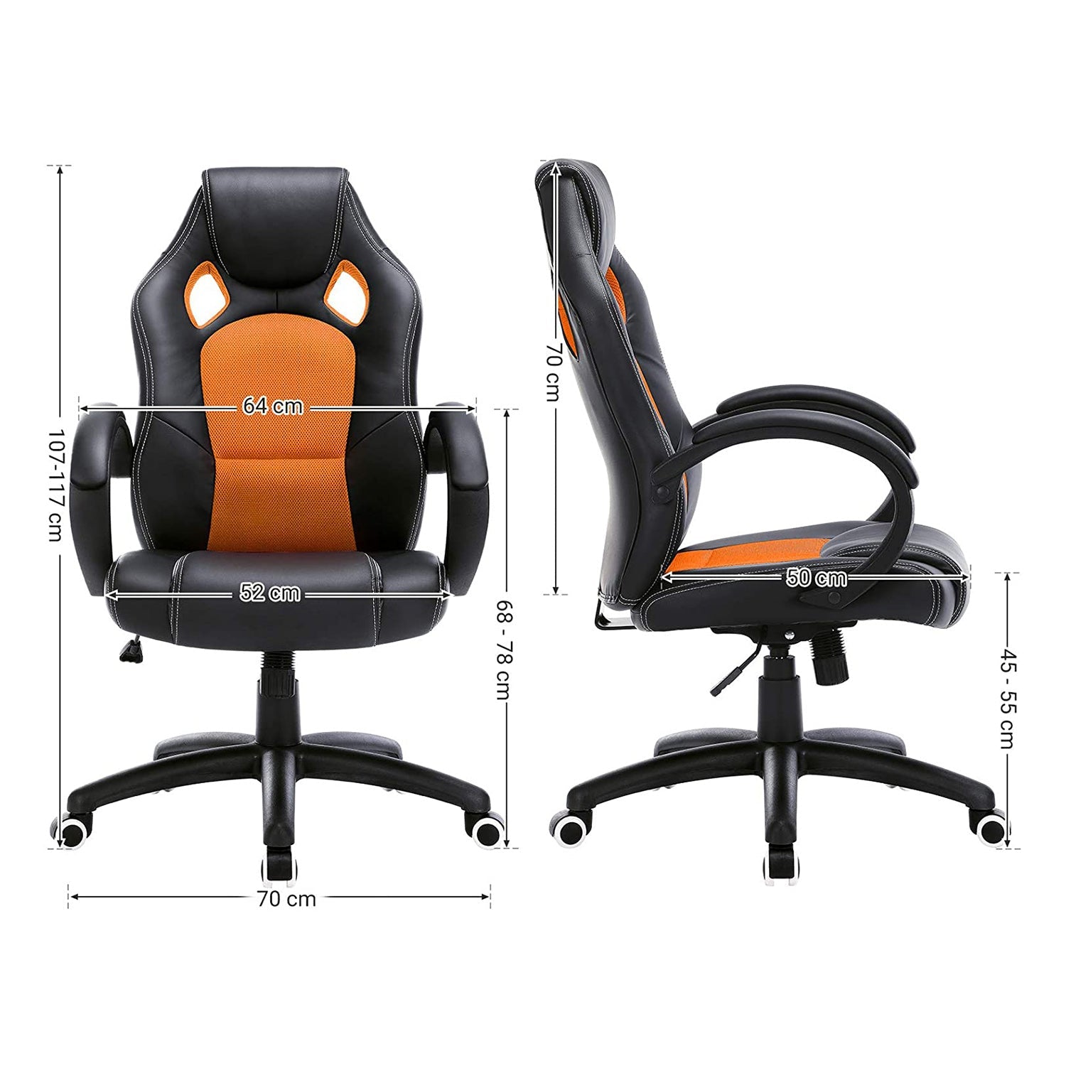 Swivel Computer Chair – PU – Blue – Racing Sport Design with Tilt Function
