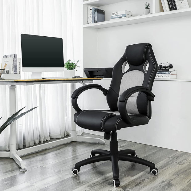 Swivel Computer Chair – PU – Blue – 360-Degree Tilt Function