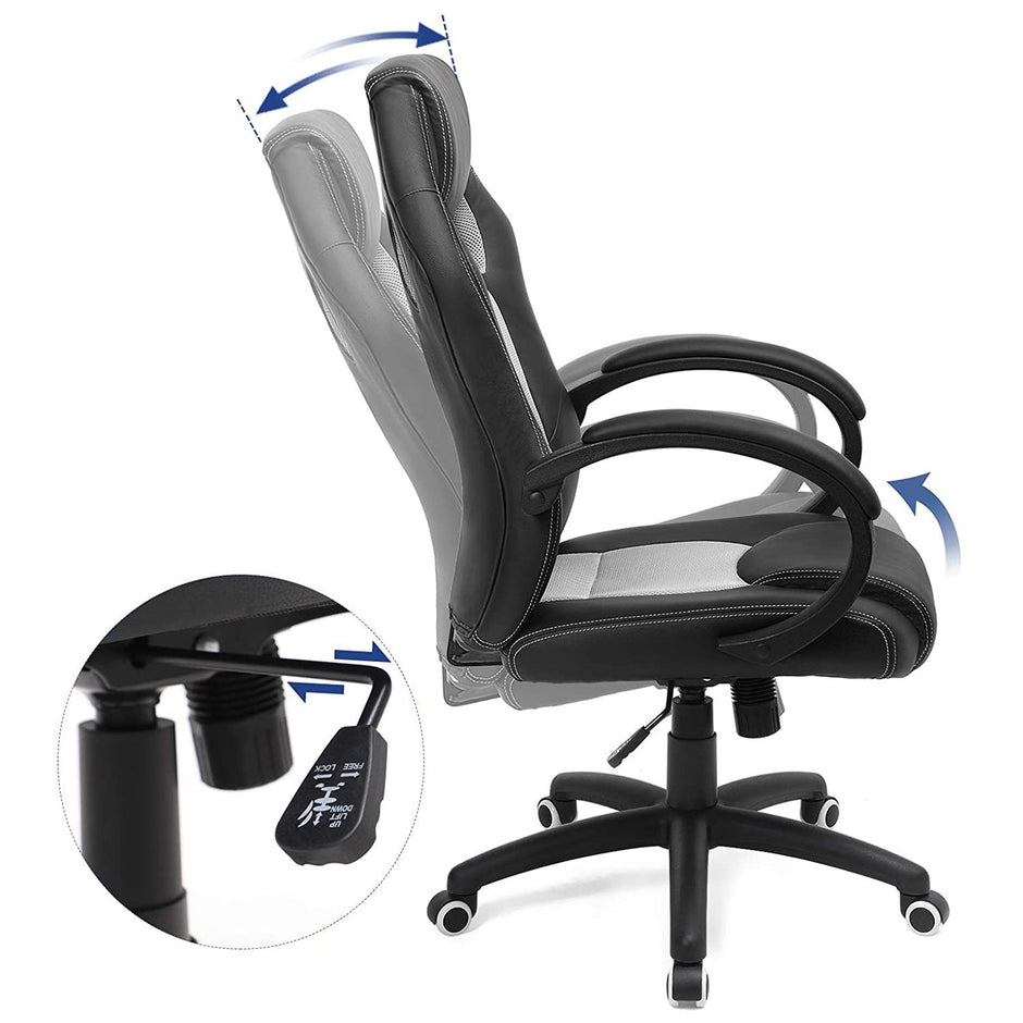 Swivel Computer Chair – PU – Blue – 360-Degree Tilt Function
