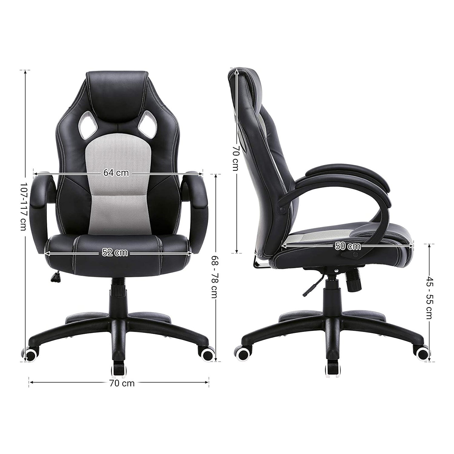 Swivel Computer Chair – PU – Blue – 360-Degree Tilt Function